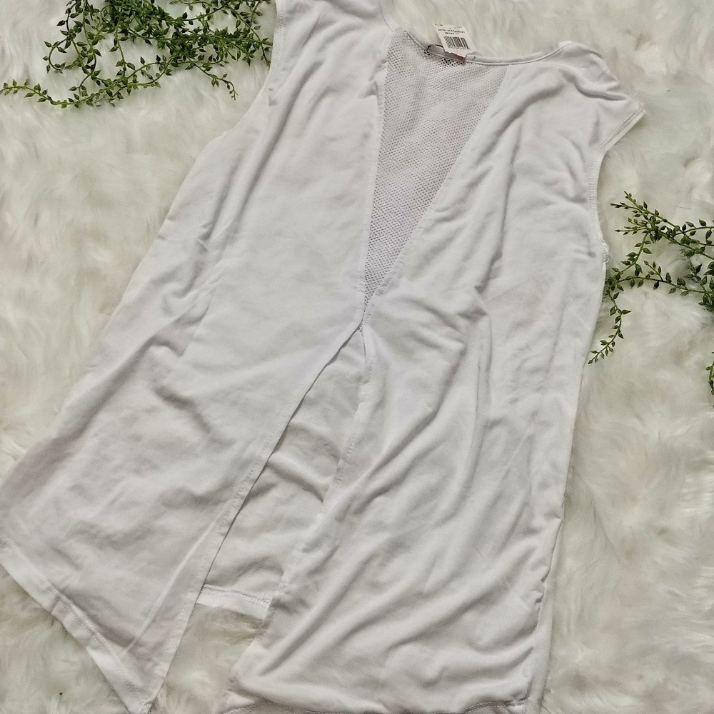 NWT White Tank Top with Mesh and Open Back